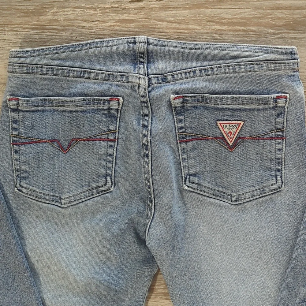 Vintage Super Low Rise Flare Exposed Button Fly Y2K Guess Jeans - Picture 3 of 10